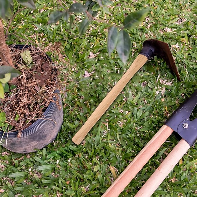 POPETPOP 14.6 Inch Wooden Garden Hoe Handle Replacement Sturdy Grip for Lawn Care and Hand Tool Repair