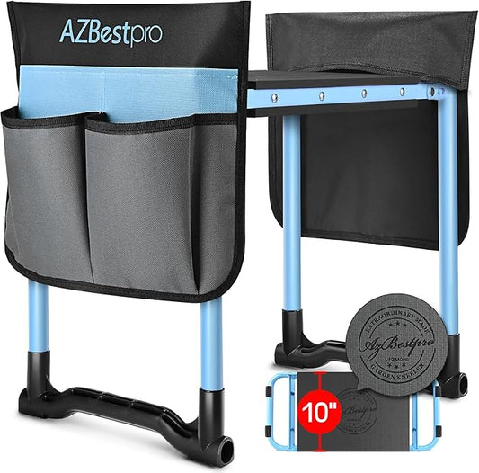 AZBESTPRO Garden Kneeler and Seat, Upgraded Foldable Heavy Duty Gardening Stool - Widened to 10" Stable Wear-Resistant Prevent Knee and Back Pain, Bench High-End 2 Large Tool Bags Gift for Men Women