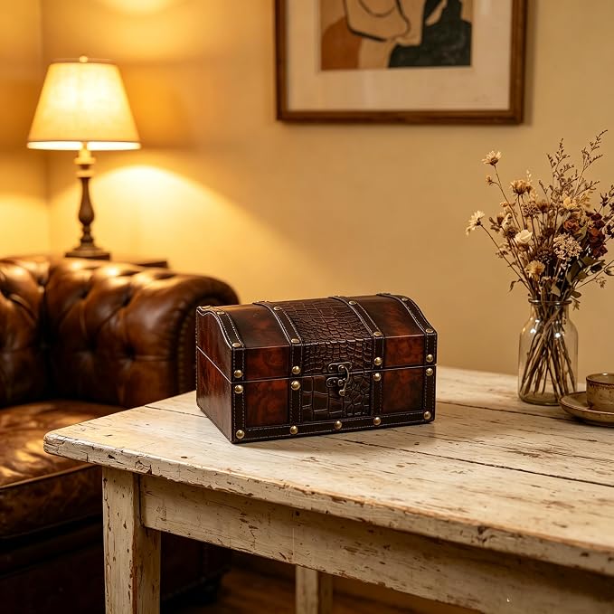 Hosley Decorative Wooden Storage Box with Leather Clasp 9 Inch Long. Ideal Gift for Wedding Special Occasion Study Home Den Dorm Spa Aromatherapy Settings Memories O4