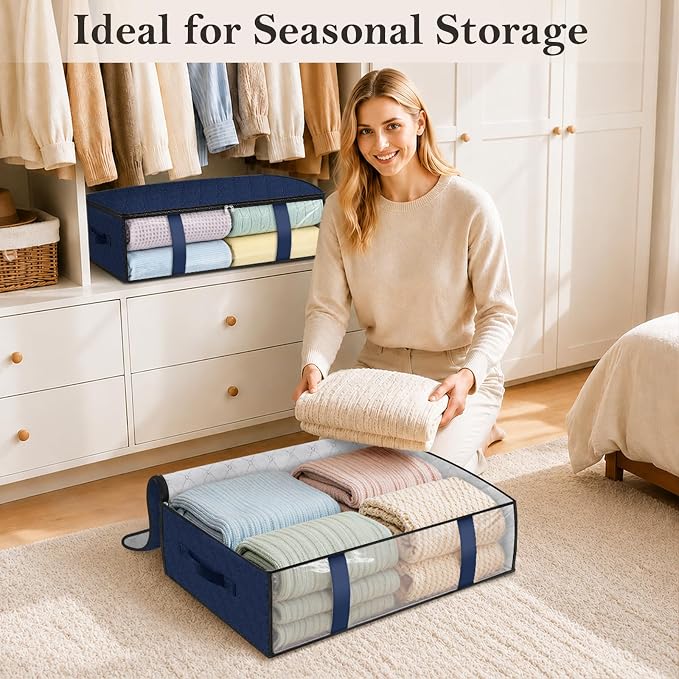 StorageRight Under Bed Storage Bags, 4 Pack, 40L, Blue