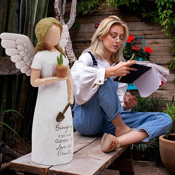 Gardening Gifts for Women, Gift for Gardeners Woman, Garden Gifts Women, Unique Gardening Gift, Garden Angel, Sculpted Hand-Painted Angel Figurine