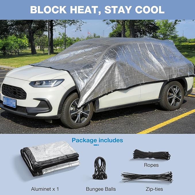85% 6x6 FT Aluminet Shade Cloth with Grommets 6/8/10/12/20/ FT Aluminum Reflective Tarp Sun Heat Reflective Blocking Sun for Cars Garden Patio Kennel Outdoor Cover
