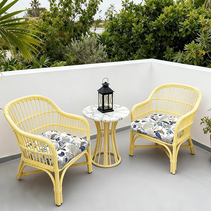 LVTXIII Outdoor Seat Cushions Seasonal Tufted Chair Cushions, Patio Chair Pads for Dining Chairs, Office Armchairs and Garden Furniture Decoration, Round Back, 19x19x4, Breeze Leaves Beige