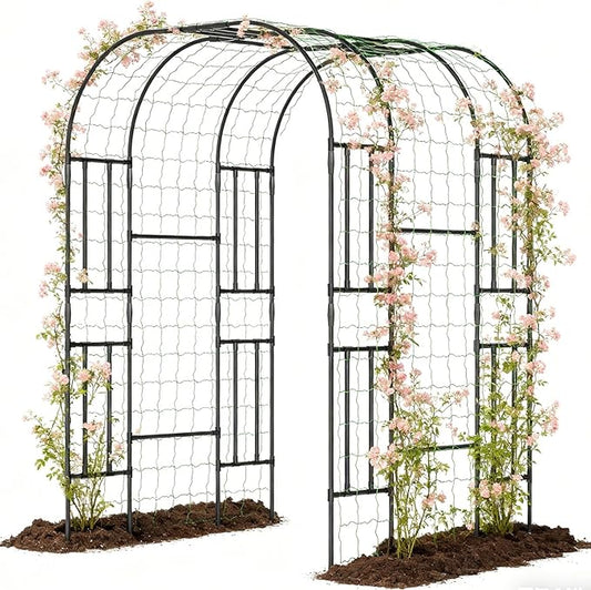 SUNYRISY Garden Arch Trellis for Climbing Plants Outdoor, 47.2" x 59" x 87" Metal Core Tall Archway Tunnel Plant Support for Cucumber Tomato Flowers Vegetables and Gardening