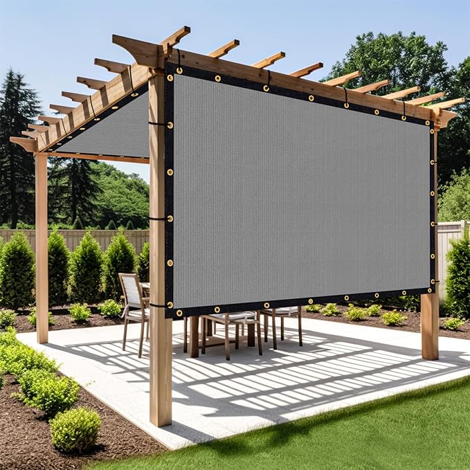Shade&Beyond Customized Size 24' X 24' Shade Cloth with Grommets, 90% UV Protection UV Protection Mesh Tarp Sun Screens for Patio GN01, Light Gray