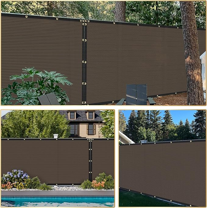 Privacy Fence Screen 5' x 52' Fencing Cover Heavy Duty Mesh Windscreen Cloth for Outdoor Garden Patio Backyard Chain Link Fence Brown
