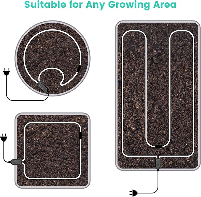 Soil Heating Cable, 49 ft Electric Warming Cable for Garden, Cold Frame, Keep Soil Warm