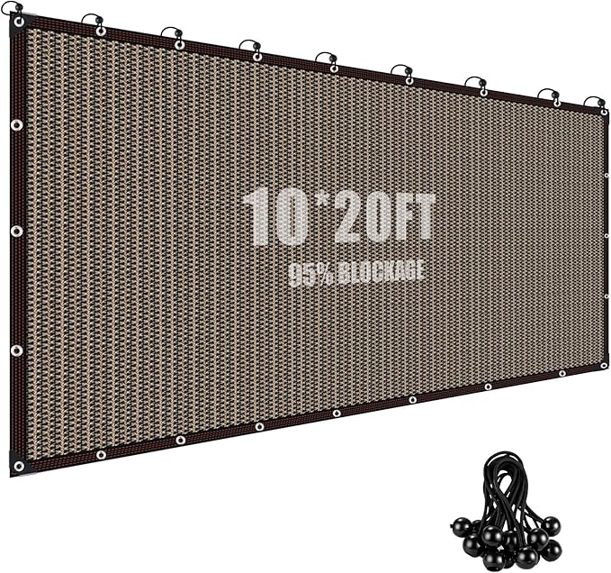 Fanfanwin 95% Pergola Shade Cover with Grommets, 10' x 14' Outdoor Sun Shade Cloth Universal Pergola Replacement Canopy Privacy Screen for Patio Garden Gazebo Deck Porch Backyard(Mocha)