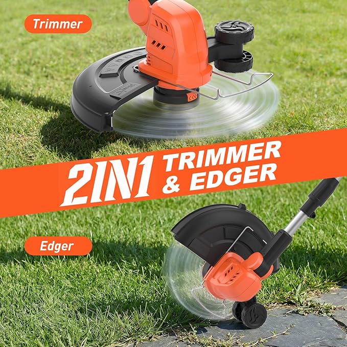MAXLANDER 13 Inch Electric Lawn Mower and 12 Inch Cordless Weed Wacker, 20V String Trimmer with 2x4.0 Ah Battery and Charger, Grass Cutter with 8 Pcs Line, Grass Trimmer for Yard, Garden