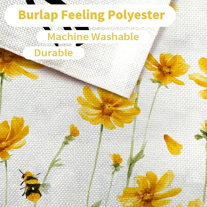 CROWNED BEAUTY Spring House Flag Yellow Wildflower Double Sided 28x40 Inches Large Burlap Welcome Holiday Seasonal Yard Decoration for Outside Porch