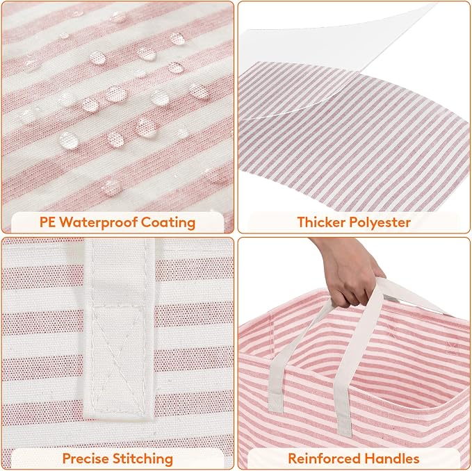 Lifewit 80L Large Laundry Baskets, 1 Pack, Reinforced Handles, Pink