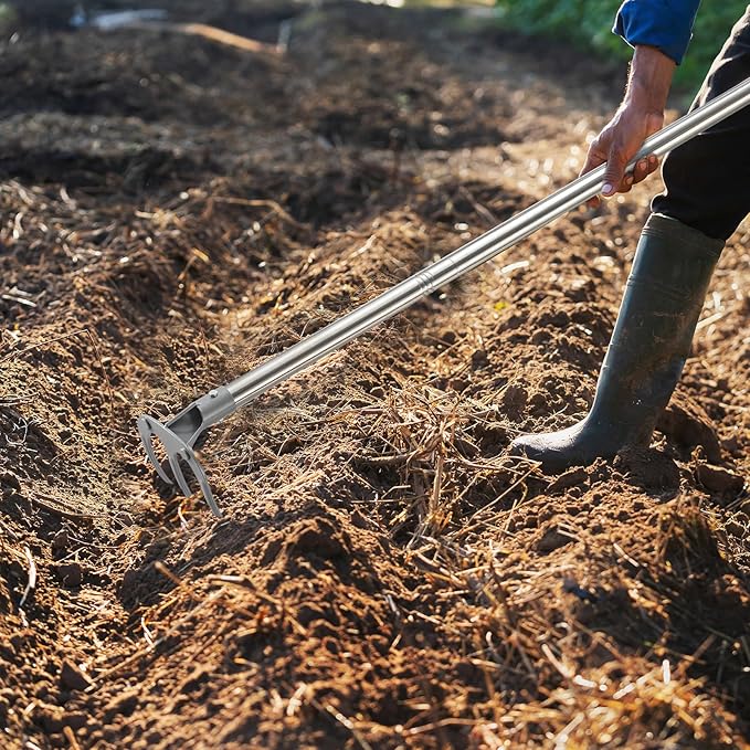 Professional Garden Hoe 49 Inch Long with Adjustable Long Handle - Heavy Duty Weeding & Cultivating Tool for Gardening, Lawn, and Yard Work