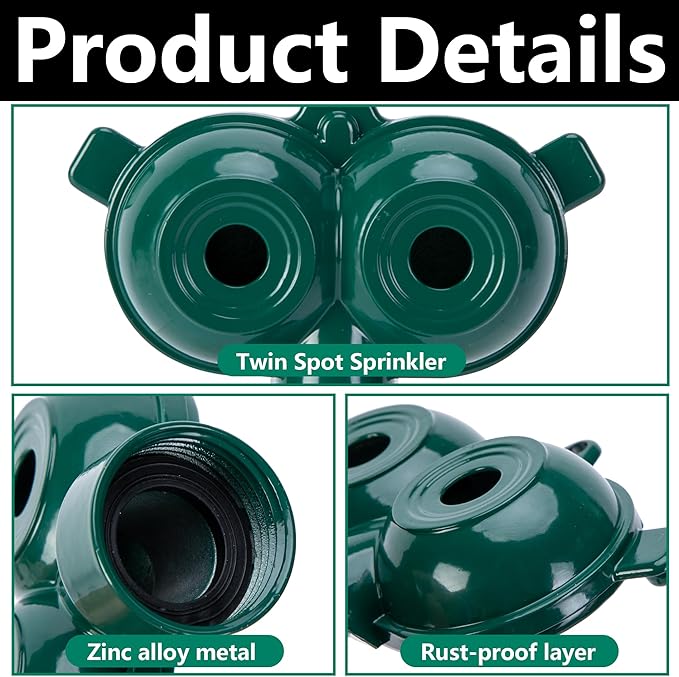 6 Pcs Twin Spot Stationary Sprinkler, Heavy-Duty Metal Dual Circle Sprinkler, Garden Spot Water Spray for Outdoor Yard Lawn Plants Irrigation