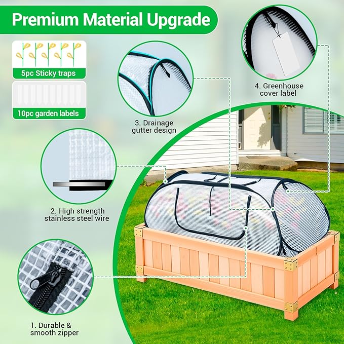 Garden Covers for Raised Beds, Pop Up Raised Garden Bed Cover, Garden Row Plants Cover Accelerator, Greenhouse Cover for Protecting Seedlings Fruits Vegetable Rows 45" L x 22" W x 16" H(1 Pack)