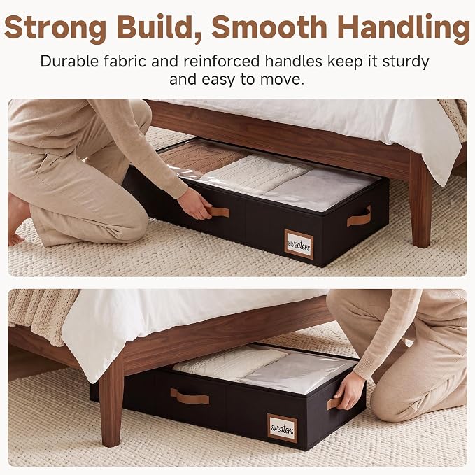 StorageWorks 6 Inch Low Profile Under Bed Storage Containers with Clear Lid