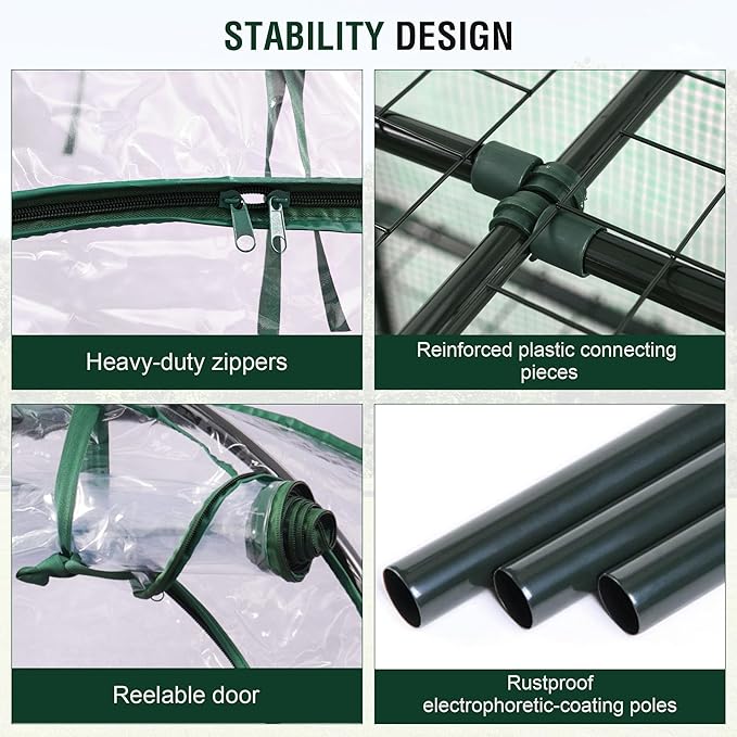 4-Tier Indoor/Outdoor Mini Greenhouse, 40" x 18" x 63" Portable Plant Starter for Herbs & Seedlings with Clear PE Cover, Tool-Free Assembly