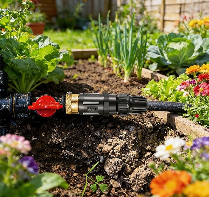 1 Pcs 25 PSI Pressure Regulator 3/4" FHT × 3/4" MHT Pressure Reducer Low Flow Valve,1 Pcs 3/4" to 1/2" Drip Irrigation Faucet Hose Adapter for Drip Irrigation System