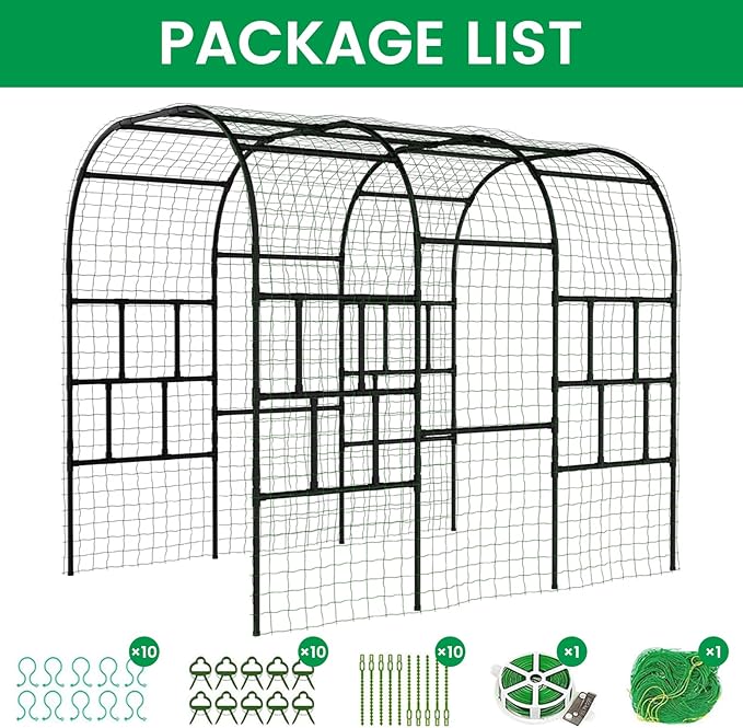 SUNYRISY Outdoor Garden Arch Trellis, 118" x 79" x 87" Extra Large Garden Trellis for Climbing Plants Outdoor, Plant Support for Cucumber Grape Vine Vegetable Fruit and Garden Gazebo