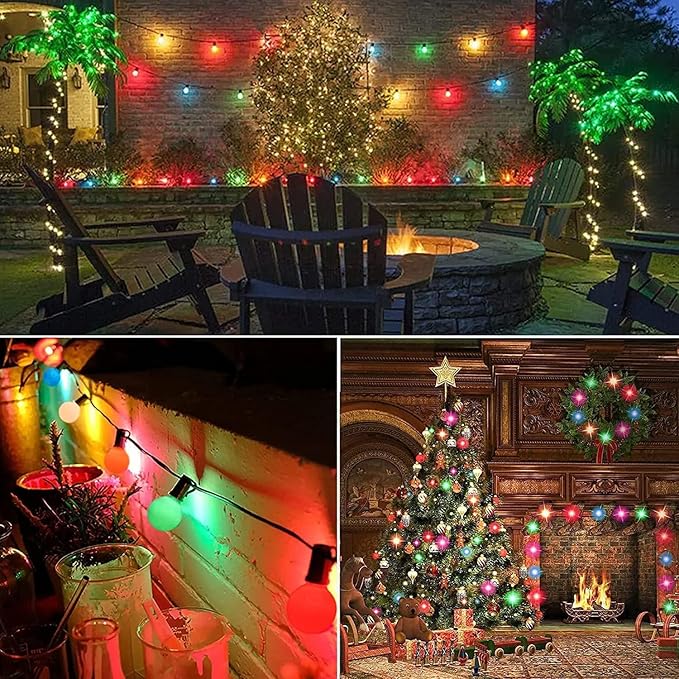 GOOTHY 25 Pack G40 Multicolor Ceramic Replacement Lights Bulbs, Christmas Globe Replacement Bulbs for Outdoor String Lights, C7/E12 Candelabra Base, 5W Incandescent Night Light Bulbs- Multicolor