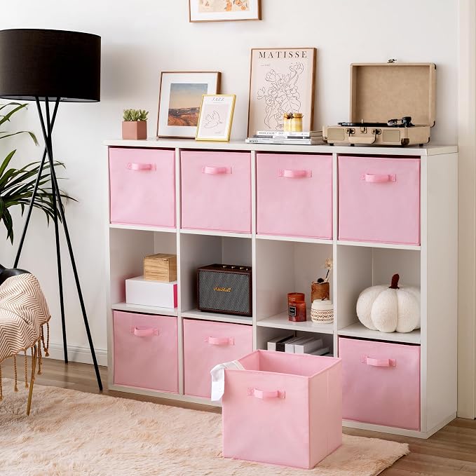 GRANNY SAYS Pink Cube Storage Bins, 13x13 Storage Cube Organizer, 8-Pack