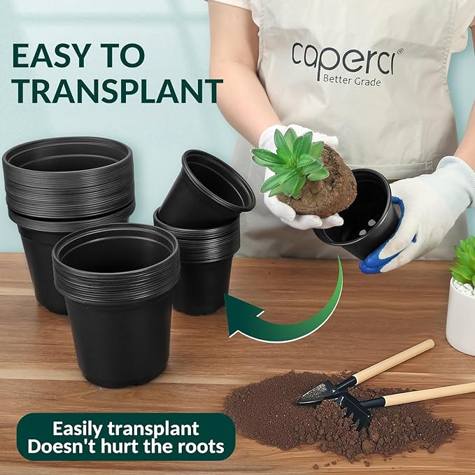 80 Pcs Small Plastic Palnt Pot, 3 Inch Nursery Pots with Drainage, Seedlings Starter Pots for Plants, Great for Herbs, Cuttings, and Starter Plants (80 pcs，3 inch)