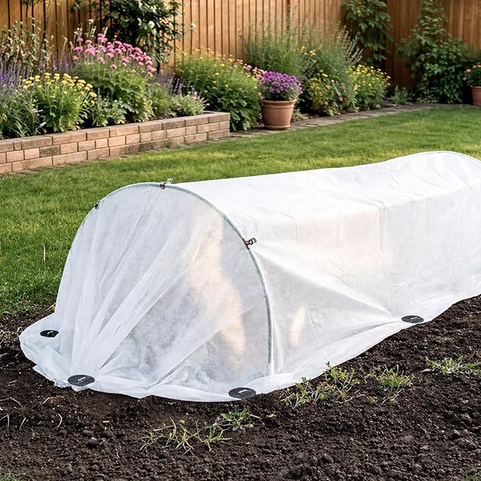 Garden Hoops Kit for Raised Beds, 40pcs Fiberglass Greenhouse Hoops, Row Cover Hoops for Insect Netting, Frost Cover, Shade Cloth, DIY Grow Tunnel kit with Ground Stakes and Clips