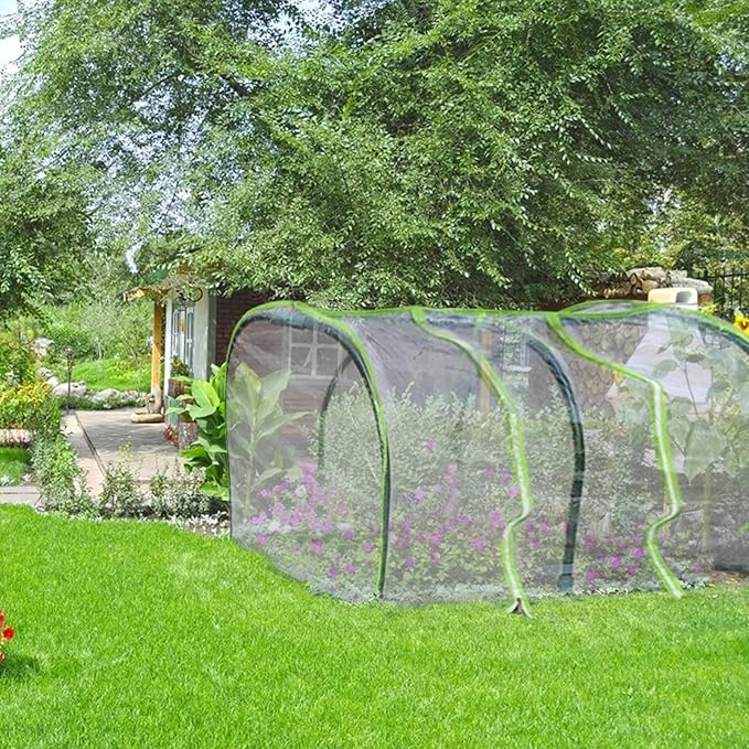 DULRLLY Outdoor Transparent PVC Hot House Cover, 47W X 24D X 19H Portable Tunnel Greenhouse, UV Protected Garden Green House for Herb Flower Vegetable Growing (NO Iron Frame)