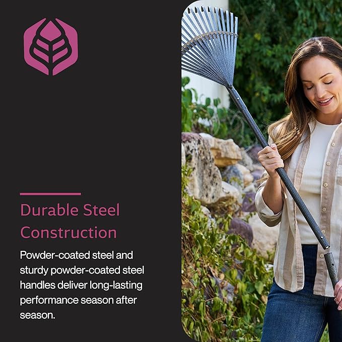 Yard Butler ILT-208 World’s Greatest Rake Set Garden Rake for Lawncare - Convenient Garden Cleaning Accessory - Lightweight Handle - Steel Tines - Easy to Maneuver