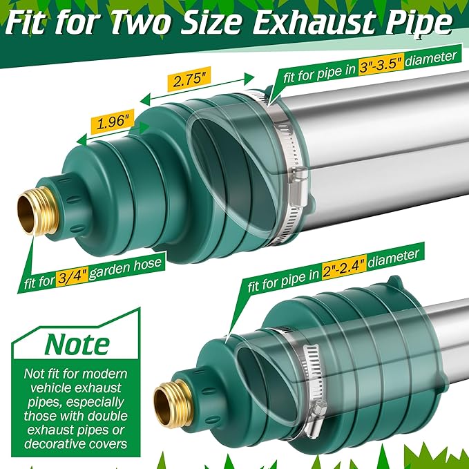 Qualirey 1 Pack Pest Control Exhaust Pipe Attachment Transport Exhaust from Car to Underground for Killing Outdoor Rodents Such as Moles, Gophers (FIT FOR PIPE IN 2"-2.4"/3"-3.5" DIAMETER) (Green)