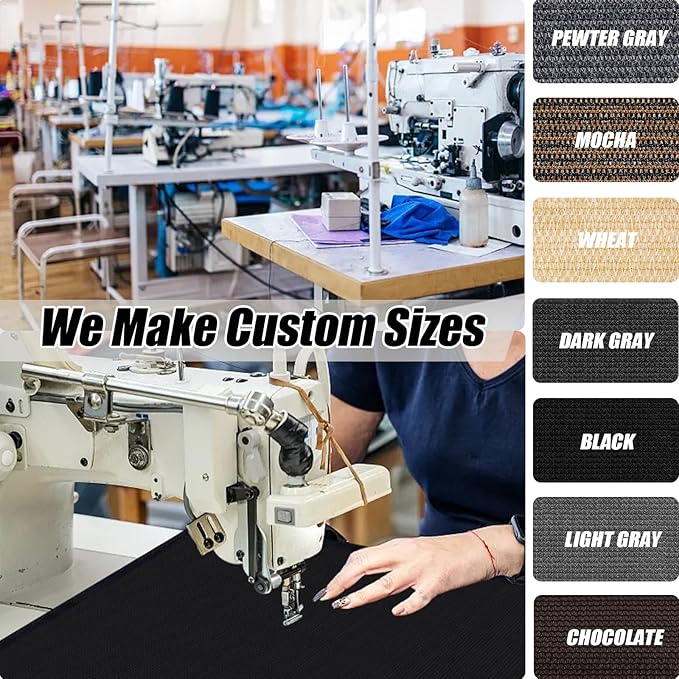 KANAGAWA 90% Sun Shade Cloth 14'X16' Custom Sizes Outdoor Porch Pergola Shade Cover Canopy with Grommets UV Block Privacy Screen for Patio Black
