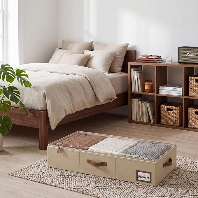 StorageWorks 6 Inch Low Profile Under Bed Storage Containers with Clear Lid