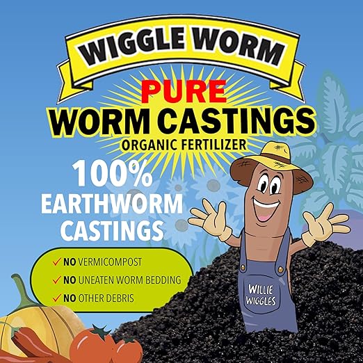 Wiggle Worm 100% Pure Organic Mineral-Dense Worm Castings Fertilizer in Resealable Zipper Pouch, 4.5lbs, 3 Pack - Improves Soil Fertility and Aeration for Growing Better Houseplants, Veggies, and More