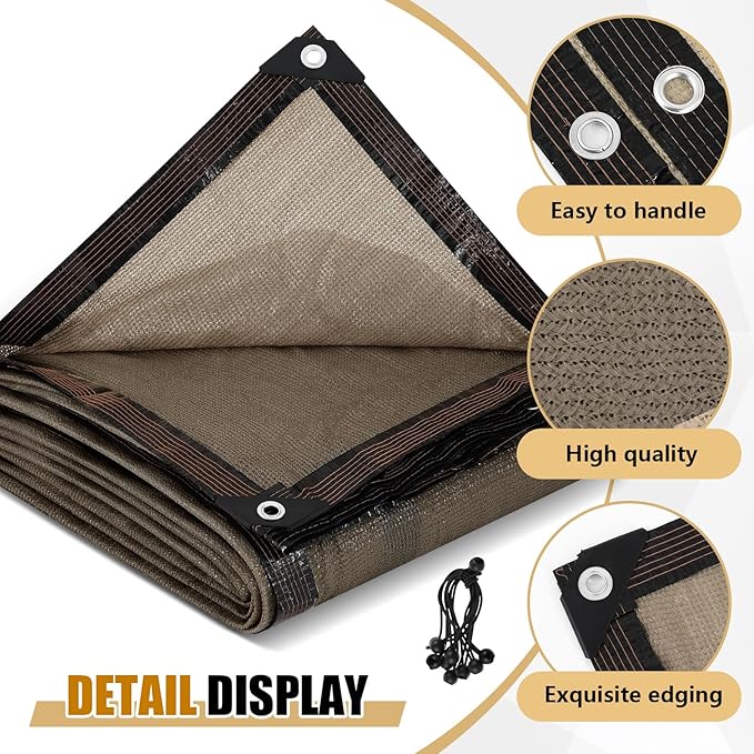 Fanfanwin 95% Pergola Shade Cover with Grommets, 10' x 14' Outdoor Sun Shade Cloth Universal Pergola Replacement Canopy Privacy Screen for Patio Garden Gazebo Deck Porch Backyard(Mocha)
