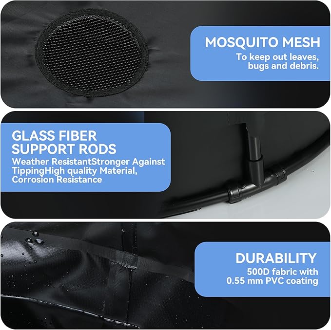 100 Gallon Rain Barrel Water Tank - Portable Collapsible Rain Water Collection Barrel - Large Water Storage Tank - Stable Water Barrels Rain Catcher with Spigot Overflow Kit, Black