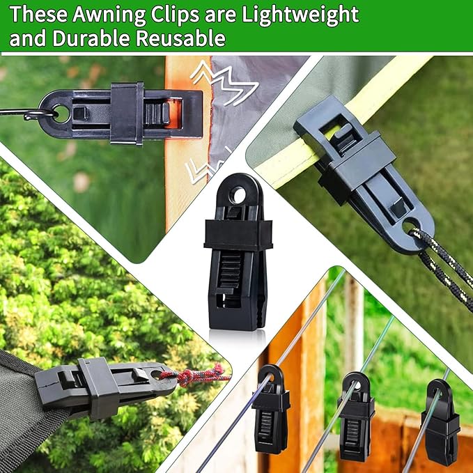 60 Pcs Tarp Clips, Tarp Clamps Heavy Duty Lock Grip for Cover Awnings, Outdoor Camping Tent, Caravan Canopies, Multipurpose Fix Clamp for Tarp & Shade Cloth
