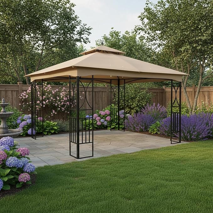 Garden Winds Reinforced RipLock 350 Replacement Canopy Top Cover Compatible with MasterCanopy 11' x 13' Gazebo Models B08NPY5Y4V, B07SFLSDMQ - Beige