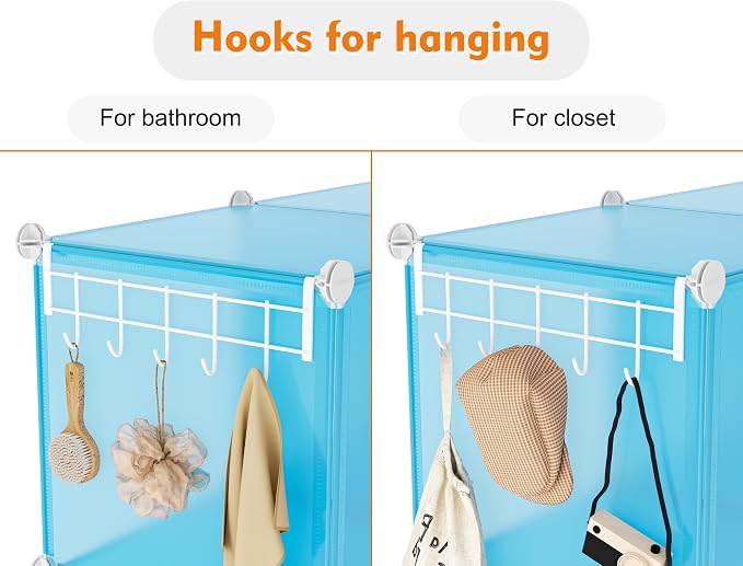 Portable Closet 6 Cube Closet Organizer and Storage Shelf Bookcase with Metal Hammer, Organizer Cabinet for Kids, Bedroom, Bathroom