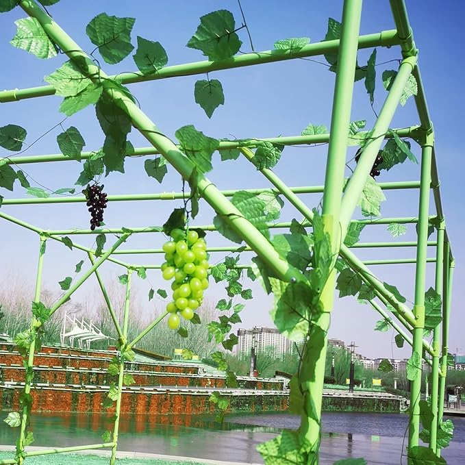 118'' L x 79'' W x 90.5'' H Large Grape Vine Support Arch Arbour Gazebo Trellis Rack Pergola Plastic-coated Metal Large Cane Frame For Vineyard Outdoor Patio Lawn Yard Garden Decoration Green