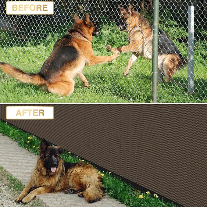 Privacy Fence Screen 5' x 150 Fencing Cover Heavy Duty Mesh Windscreen Cloth for Outdoor Garden Patio Backyard Chain Link Fence Brown