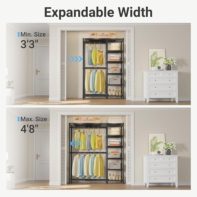 VIPEK X2 Expandable Clothes Rack Portable Closet Organizer System Black