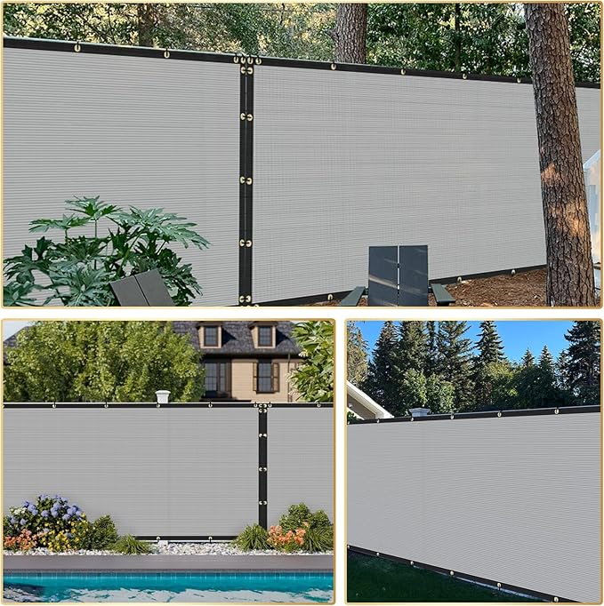 Privacy Fence Screen 5' x 113' Fencing Cover Heavy Duty Mesh Windscreen Cloth for Outdoor Garden Patio Backyard Chain Link Fence Gray