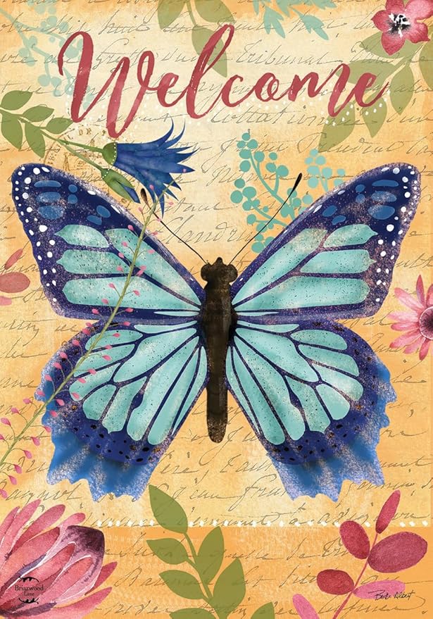 Beautiful Butterfly Spring Garden Flag 18" x 12.5" Briarwood Lane