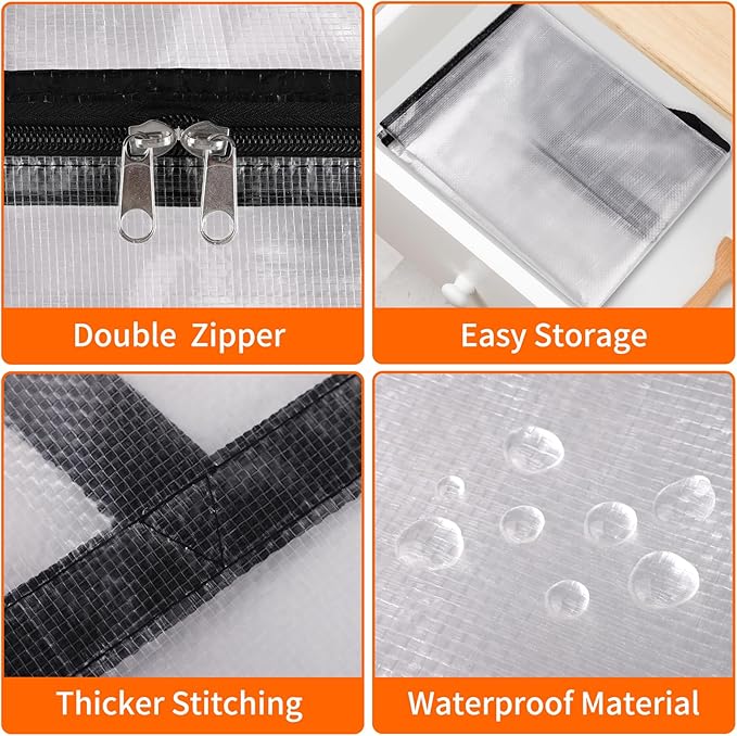 TasticTotes 8 Pack Clear Storage Bags for Comforter, Clothes & Bedding, 60L