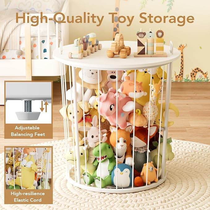 BBLIKE Large Stuffed Animal Storage End Table, Toy Storage for Kids Room
