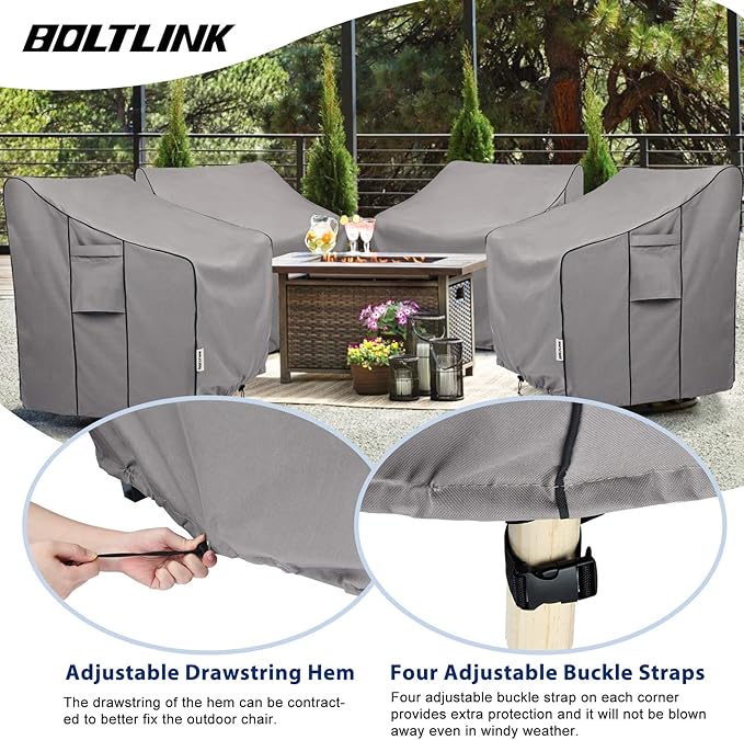 Patio Chair Covers Waterproof, Heavy Duty Outdoor Furniture Covers Fits up to 34W x 34D x 32H inches -2 Pack