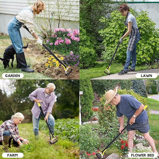 Garden Hoe for Weeding - Sharp Push Pull Blade,Stainless Steel Stirrup Weeder Hoe, 30-54 Inch Adjustable, Stand Up Loop Weed Hoe Tool for Women Seniors