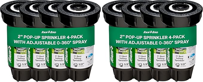 Rain Bird 1802QDSPRS Pressure Regulating (PRS) Professional Dual Spray Pop-Up Sprinkler, 90° Quarter Circle Pattern, 8' - 15' Spray Distance, 2" Pop-up Height (Pack of 2)