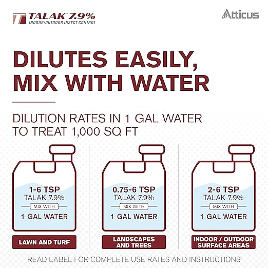 Atticus Talak 7.9% Indoor/Outdoor Bifenthrin Insecticide Concentrate (32oz) | Control Ants, Mosquitoes, Cockroaches, Spiders, Armyworms, and 70+ More Pests, Measuring Made Easy with Tip 'N Measure Bottle