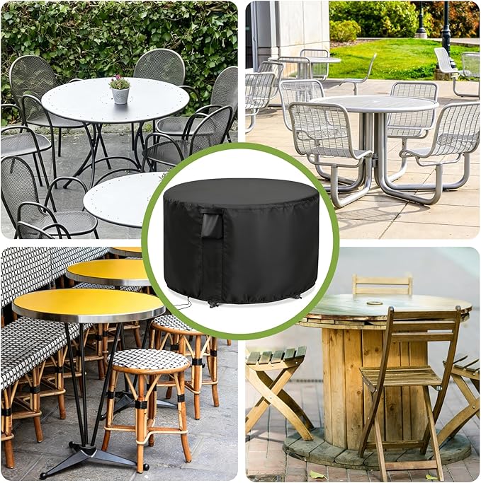 Patio Furniture Covers Round, 48 Inch Outdoor Round Table Cover Waterproof, Patio Furniture Cover for All Weather Resistant - 48 x 28 Inch