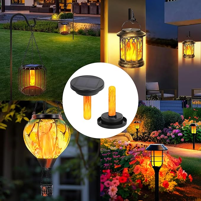Flickering Flame Solar Replacement Tops: 2.83 in Replacement Light Parts for 2.36 in, 2.42 in, 2.5 in, 2.76 in, 2.83 in Lantern Port- Waterproof Lid Cap with for Old Lantern Torch Light Firebowl Jars